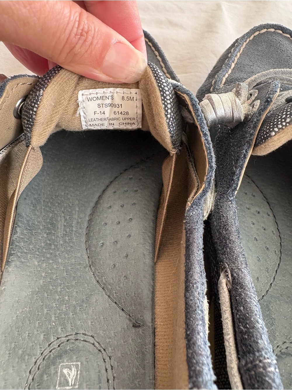 Sperry Top-Sider Suede Boat Shoes Blue Silver Women’s 8.5 - Picture 4 of 5